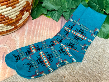 Western Native Inspired Socks -Teal