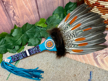 Creek Indian Beaded Dance Fan