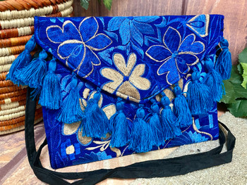 Embroidered Fringe Envelope Purse