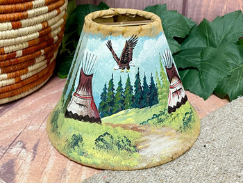 Painted Leather Lamp Shade 8" -Indian Village