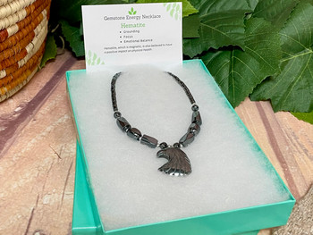 Natural Hematite Eagle Necklace