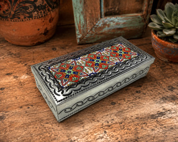 Mexican Talavera Tile Tin Box