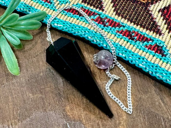 Hanging Crystal Pendulum -Obsidian