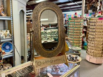 Mexican Tooled Tin Table Mirror