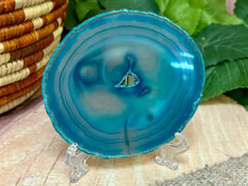 Agate Slice w/ Stand -Teal