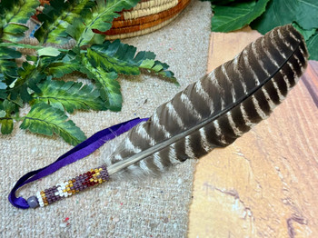 Western Navajo Bead Wrapped Turkey Feather 14