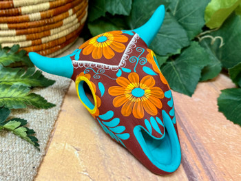 Old Style Rustic Hand Painted Steer Skull 7