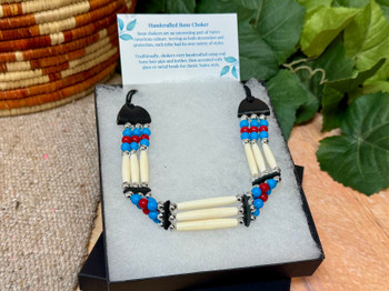 Southwestern 3 Row Bone Beaded Choker (81bc801110d)
