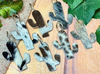 Assorted Cowhide Keychain -Saguaro