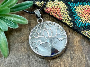 Quartz Crystal Tree of Life Pendant