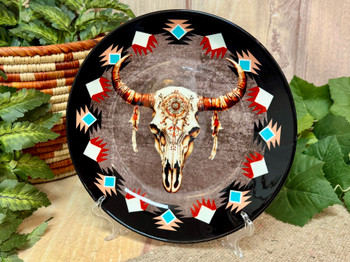 Southwest Ceramic Plate -Steer Skull