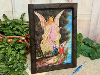Rustic Framed Guardian Angel Print