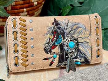Embroidered Leather Wallet