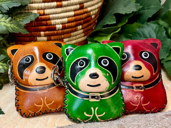 Assorted Tooled Leather Coin Purse -Racoon