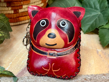 Tooled Leather Coin Purse -Racoon Red