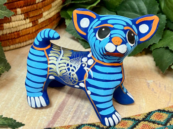 Hand Painted Alebrije Dog -Blue