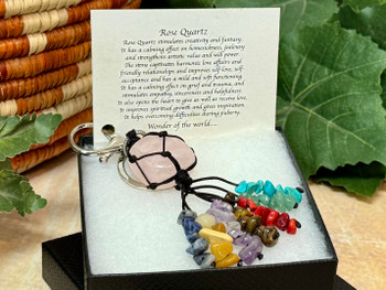 Chakra Pouch Keychain -Rose Quartz
