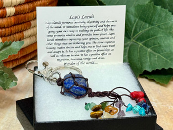 Chakra Pouch Keychain -Lapis Lazuli