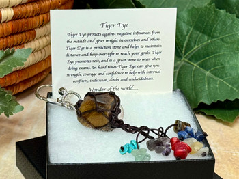 Chakra Pouch Keychain -Tigers Eye