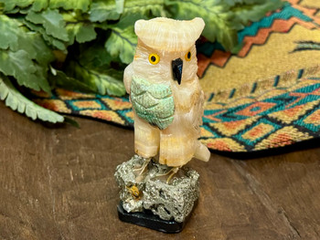 Yellow Calcite Carved Owl