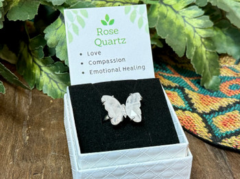 Butterfly Gemstone Ring -Rose Quartz