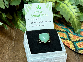 Heart Gemstone Ring -Green Aventurine