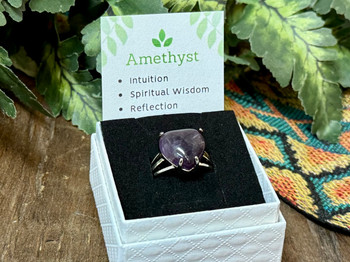 Heart Gemstone Ring -Amethyst