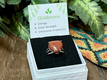 Owl Gemstone Ring -Goldstone