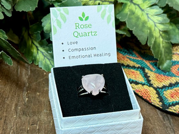 Heart Gemstone Ring -Rose Quartz