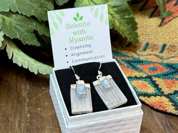 Crystal Kyanite & Selenite Earrings