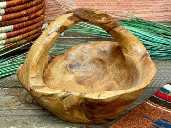Rustic Hand Carved Tree Root Basket