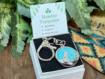 Southwest Gemstone Keychain -Howlite Turquoise