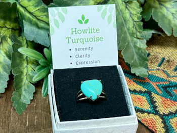 Heart Gemstone Ring -Howlite Turquoise