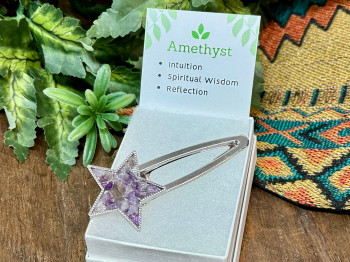 Silver Star Hairclip -Amethyst