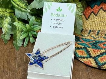 Silver Star Hairclip -Sodalite