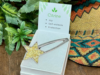 Silver Star Hairclip -Citrine
