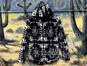 Native Inspired Sherpa Hoodie -Black