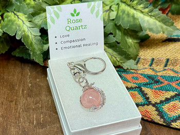 Dragon Gemstone Key Fob -Rose Quartz