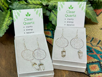 925 Silver Crystal Earrings -Quartz