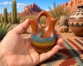 Navajo Etched Pottery Wedding Vase