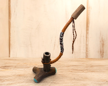 Creek Beaded Standing Antler Pipe