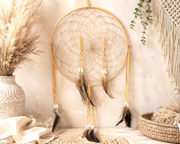 Navajo Indian Dream Catcher 12" -Light Gold