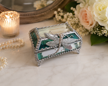 Stained Glass Jewelry Box -Dragon Fly