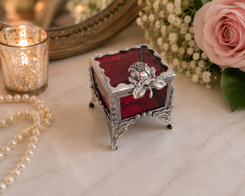 Stained Glass Fairy Ring Box -Rose