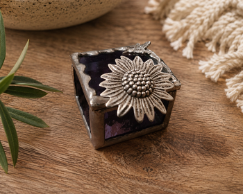Stained Glass Fairy Ring Box -Sunflower