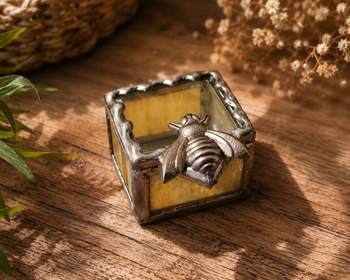 Stained Glass Fairy Ring Box -Bee