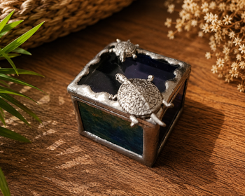Stained Glass Fairy Ring Box -Turtle