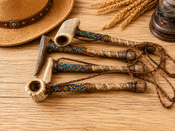 Navajo Beaded Antler Pipe -Multi Color