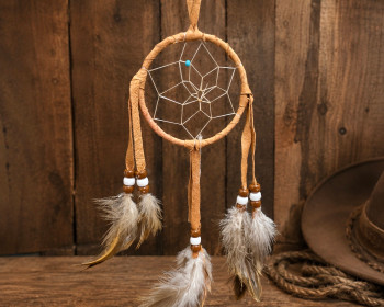 Native American Dreamcatcher 3" - Saddle