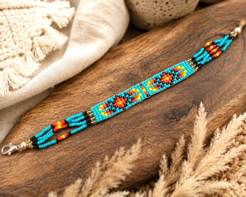 Native American Beaded Leather Lanyard 16
